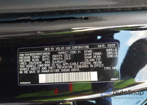 2021 Volvo Xc90 T5 Momentum 7 Passenger from USA, damaged, VIN YV4102CK0M1748600